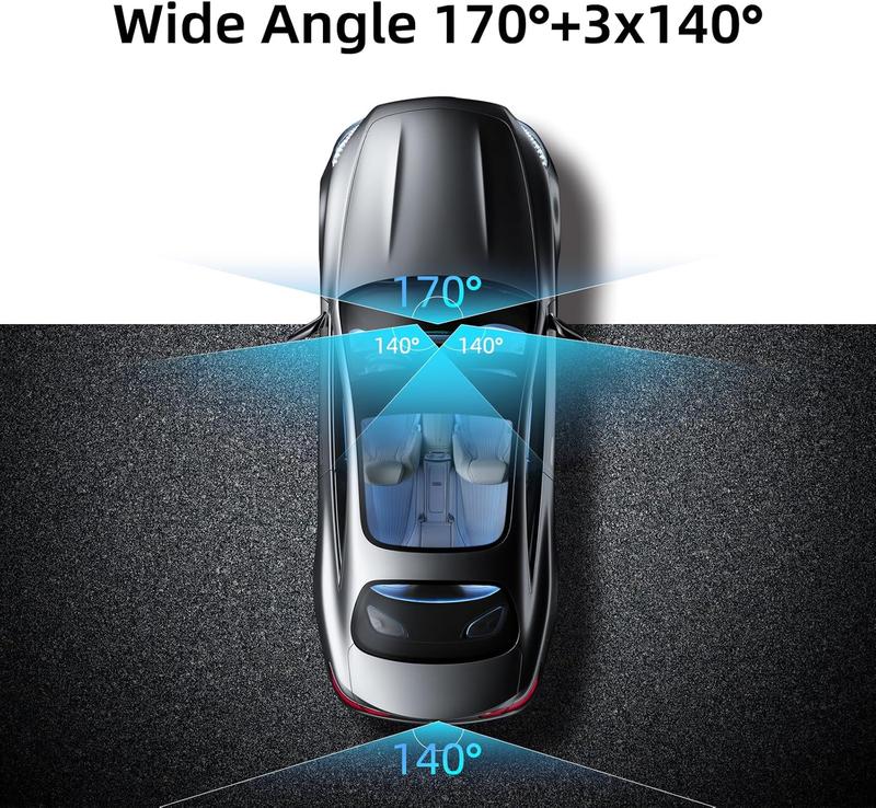 4-Channel 360° Dash Cam with Parking Monitor & OBD Cable