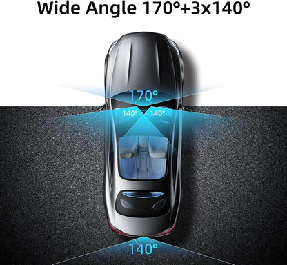 4-Channel 360° Dash Cam with Parking Monitor & OBD Cable